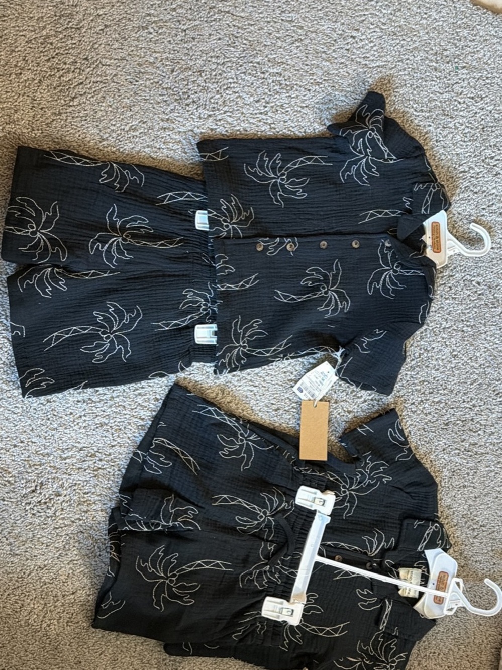 Black Palm Print Two-Piece Set
